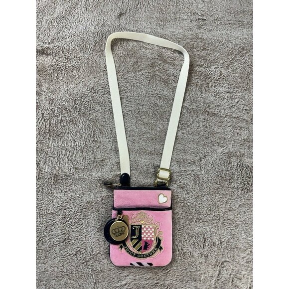 Juicy Couture Vintage Velour Pink Crossbody Bag Mini Y2K Purse - Picture 3 of 16